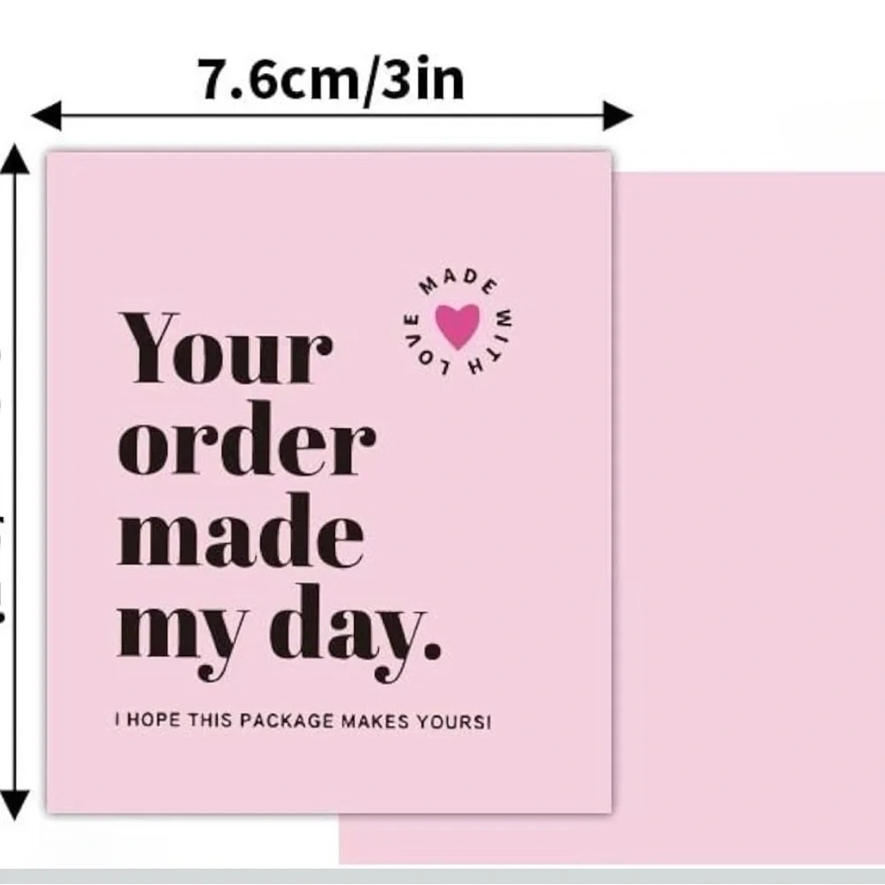 Pink Thank You Cards for Orders - Pack of 50